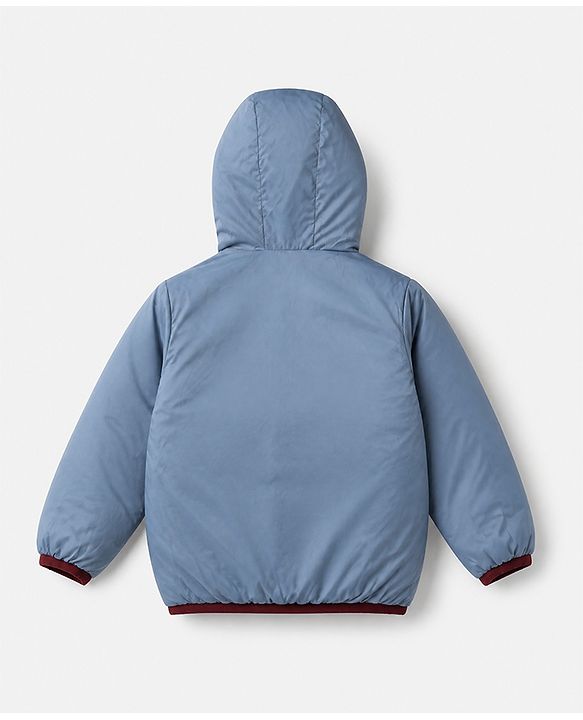 Pine Kids Woven Full Sleeves Padded Hooded Winter Reversible Jacket - Wine