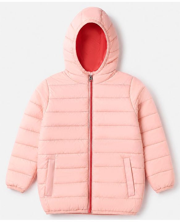 Pine Kids Woven Full Sleeves Padded Hooded Winter Reversible Jacket - Pink