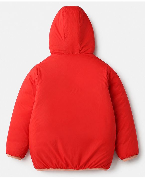 Pine Kids Woven Full Sleeves Padded Hooded Winter Reversible Jacket - Pink