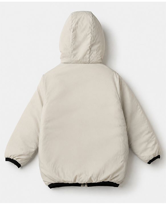Pine Kids Woven Full Sleeves Padded Hooded Winter Reversible Jacket - Black