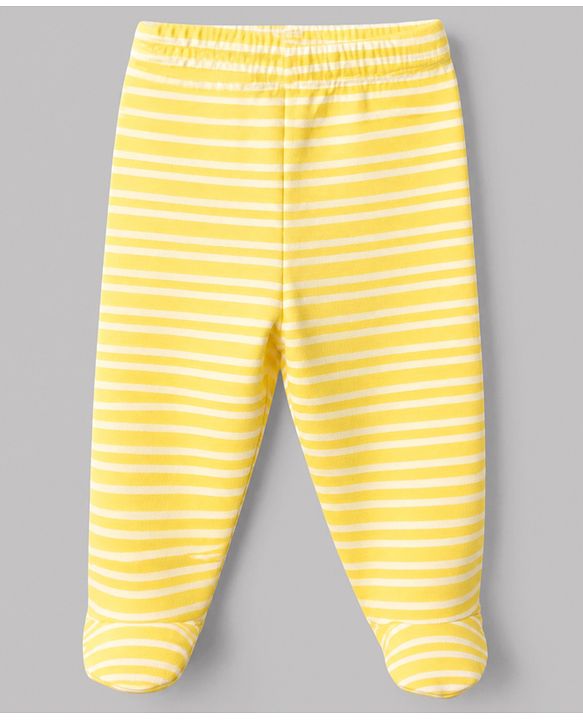 Babyhug Cotton Knit Footed Bootie Leggings With Floral Print Pack of 3 - Blue Yellow White