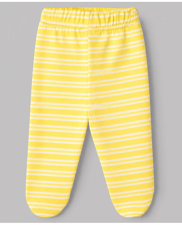Babyhug Cotton Knit Footed Bootie Leggings With Floral Print Pack of 3 - Blue Yellow White