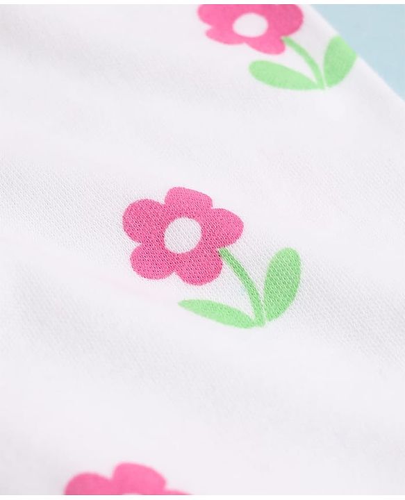 Babyhug Cotton Knit Footed Bootie Legging With Floral Print Pack of 3 - Pink White Light Pink