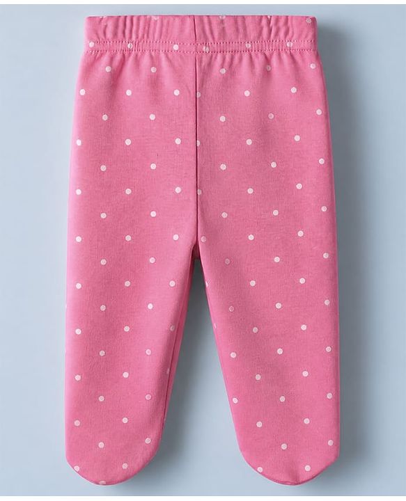 Babyhug Cotton Knit Footed Bootie Legging With Floral Print Pack of 3 - Pink White Light Pink