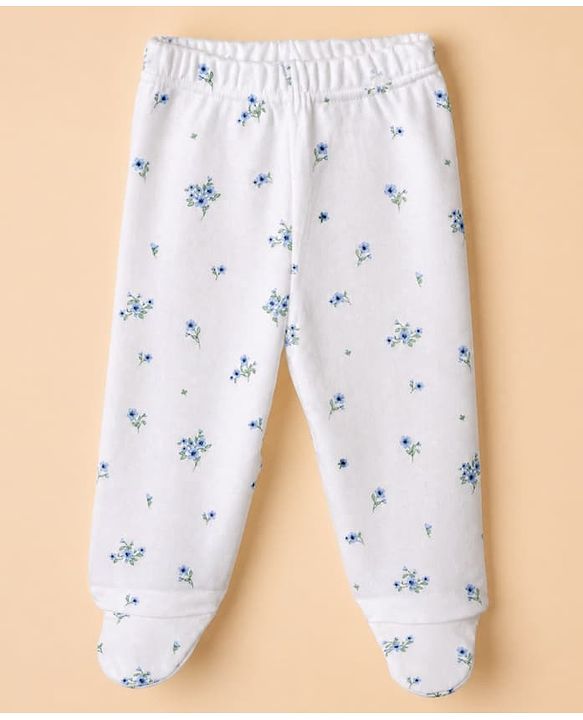 Babyhug Cotton Footed Bootie Legging With Floral Print Pack of 3 - Pink White Blue