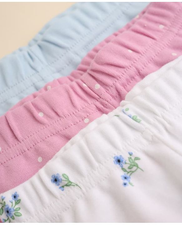 Babyhug Cotton Footed Bootie Legging With Floral Print Pack of 3 - Pink White Blue