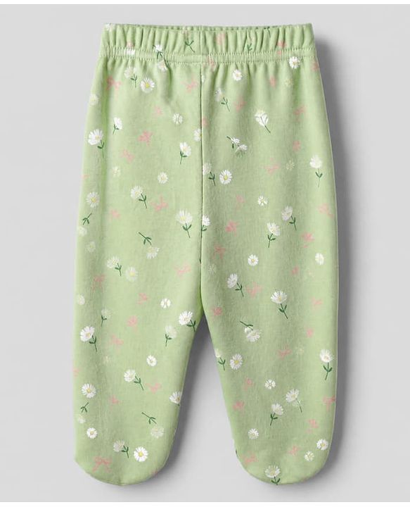 Babyhug Cotton Footed Bootie Legging With Floral Print Pack of 3 - Pink White Green