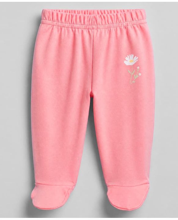 Babyhug Cotton Footed Bootie Legging With Floral Print Pack of 3 - Pink White Green