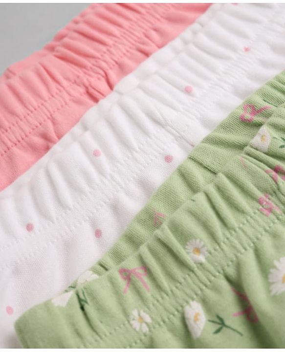 Babyhug Cotton Footed Bootie Legging With Floral Print Pack of 3 - Pink White Green