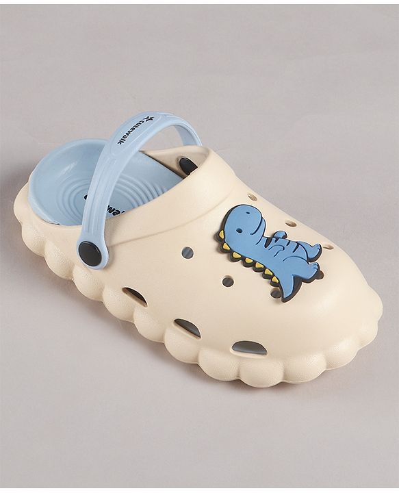 Cute Walk by Babyhug Clogs Back Strap Closure Clogs with Dino Applique - Beige / Blue