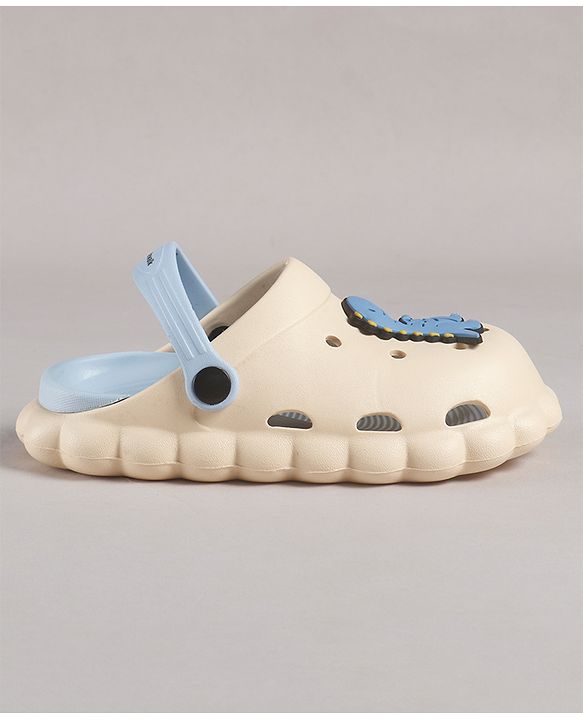 Cute Walk by Babyhug Clogs Back Strap Closure Clogs with Dino Applique - Beige / Blue