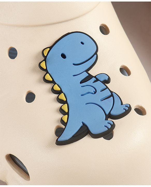 Cute Walk by Babyhug Clogs Back Strap Closure Clogs with Dino Applique - Beige / Blue