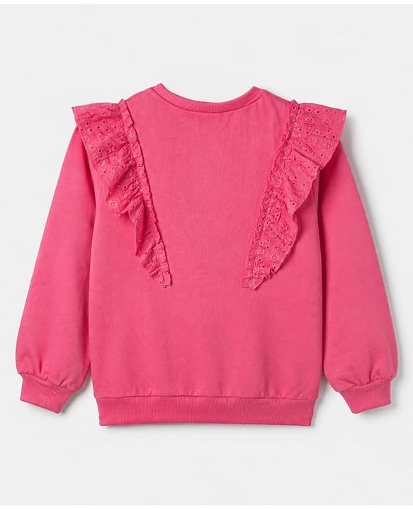 Pine Kids Cotton Knit Sweatshirt with Full Sleeves and Rare Print in Pink for 4-5 Years