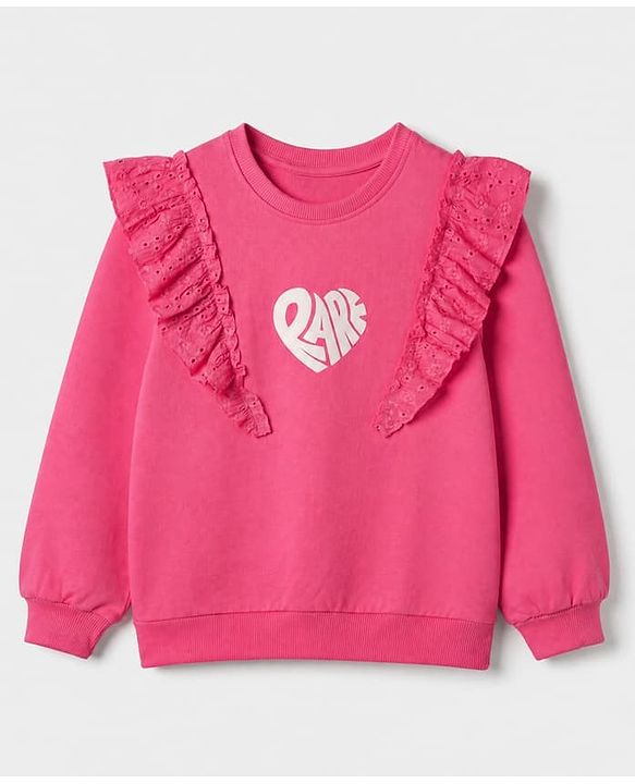 Pine Kids Cotton Knit Sweatshirt with Full Sleeves and Rare Print in Pink for 4-5 Years