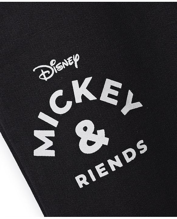 Pine Kids Disney Terry Knit Full Length Track Pants With Mickey Mouse Graphic - Black