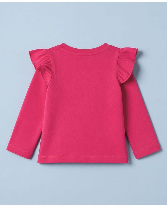 Babyhug 100% Cotton Knit Full Sleeves T-Shirts with Frill Detail and Flowers And Butterflies Print Pack of 3 - Light Pink Peach Dark Pink