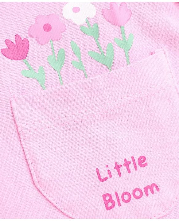 Babyhug 100% Cotton Knit Full Sleeves T-Shirts with Frill Detail and Flowers And Butterflies Print Pack of 3 - Light Pink Peach Dark Pink