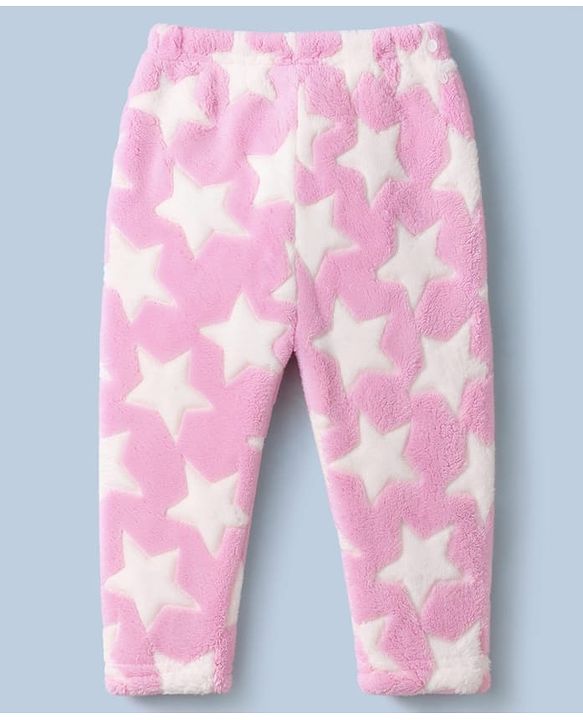 Babyhug Fur Knit Full Sleeves Hooded Winter Wear Suit With Star Design - Pink