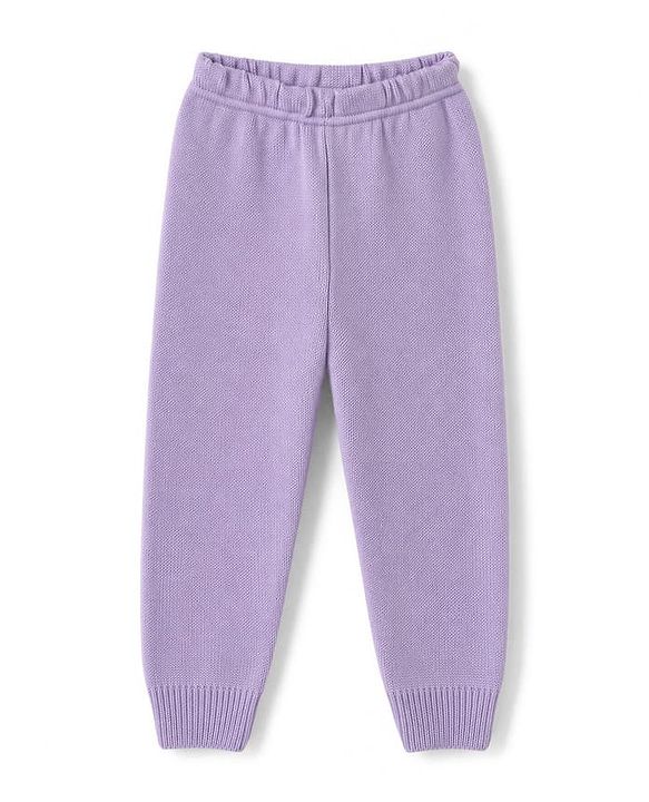 Babyhug Knit Full Sleeves  Sweater Set With Color Block & Cable Knit Design - Purple
