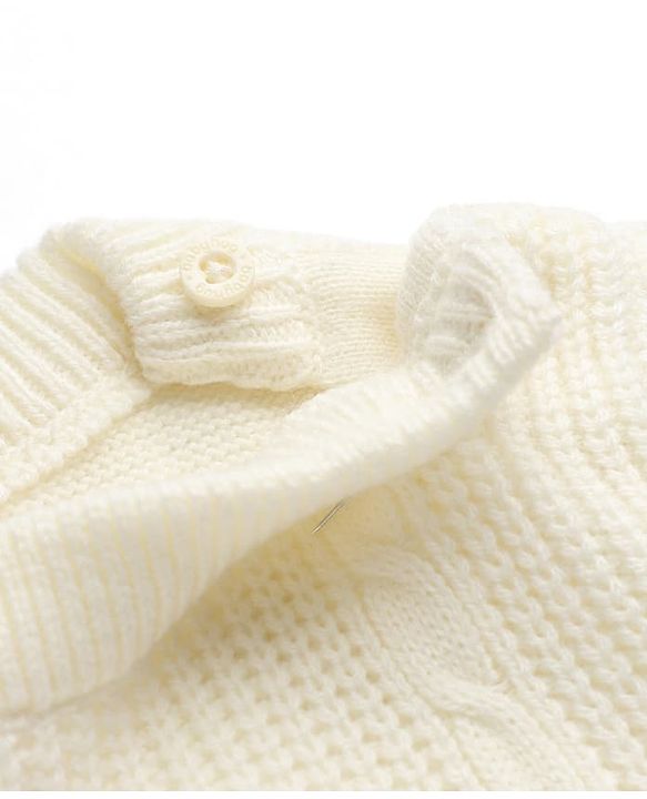 Babyhug Knit Full Sleeves  Sweater Set With Color Block & Cable Knit Design - Purple