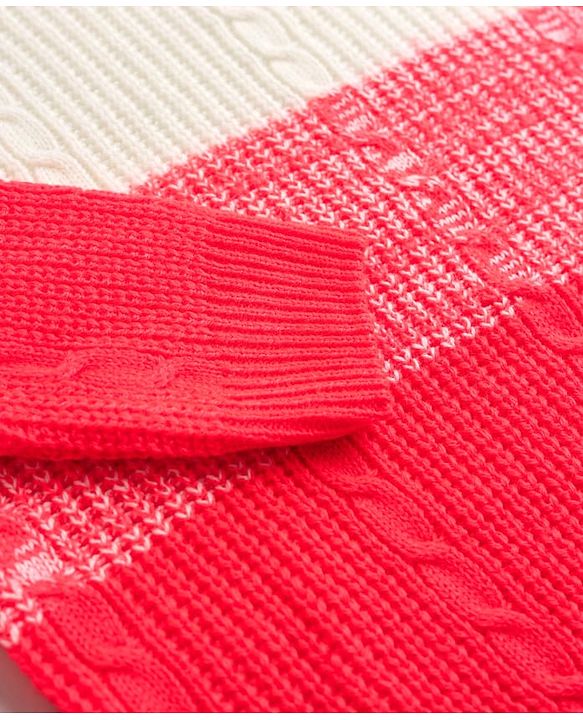 Babyhug Knit Full Sleeves Sweater Set with Color Block Design - Dark Pink