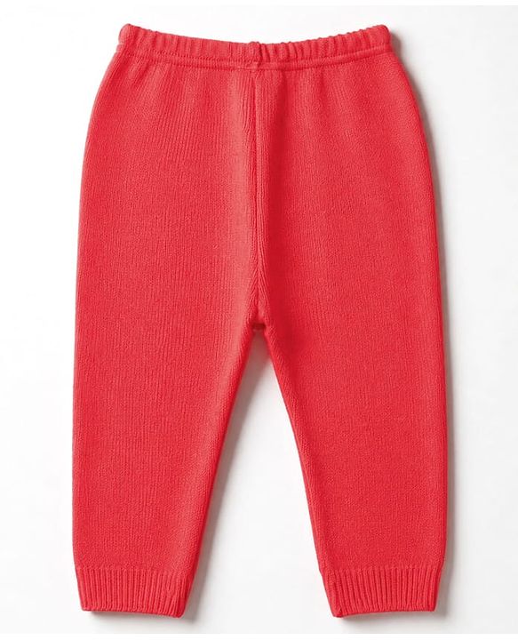 Babyhug Knit Full Sleeves Sweater Set with Color Block Design - Dark Pink