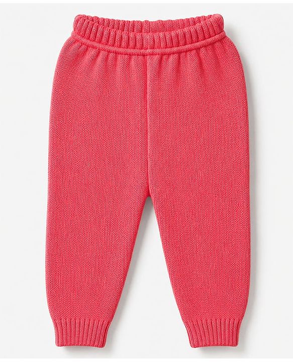 Babyhug Knit Full Sleeves Checked Sweater Set -Pink