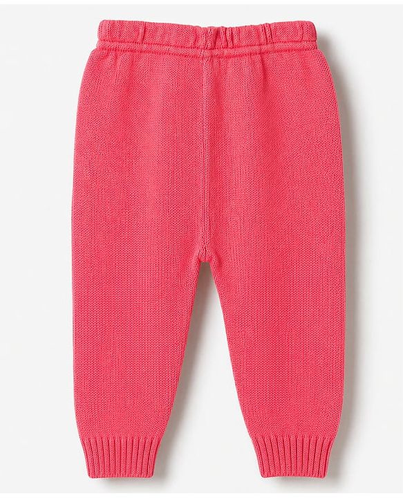 Babyhug Knit Full Sleeves Checked Sweater Set -Pink