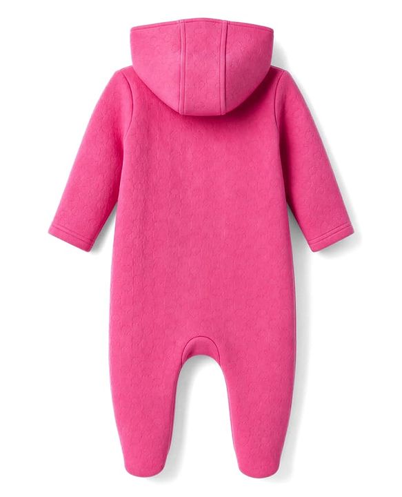 Babyhug Knit Full Sleeves Hooded Winter Wear Romper  With Fox Patch - Fuchsia