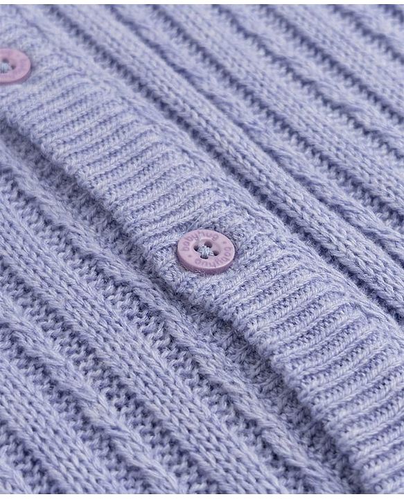 Babyhug Knit Full Sleeves Hooded Winter Wear Romper With Cable Knit Design - Light Blue
