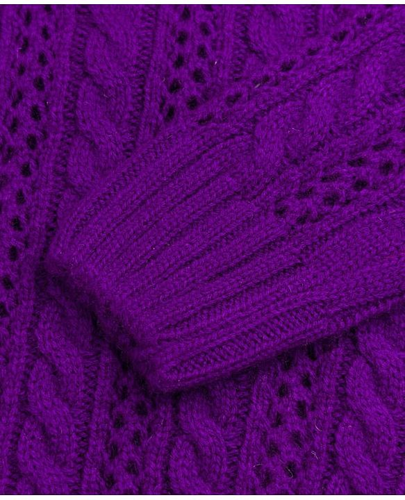 Babyhug Knit Full Sleeves Pullover Sweater With Cable Knit Design - Purple