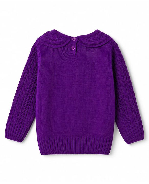 Babyhug Knit Full Sleeves Pullover Sweater With Cable Knit Design - Purple