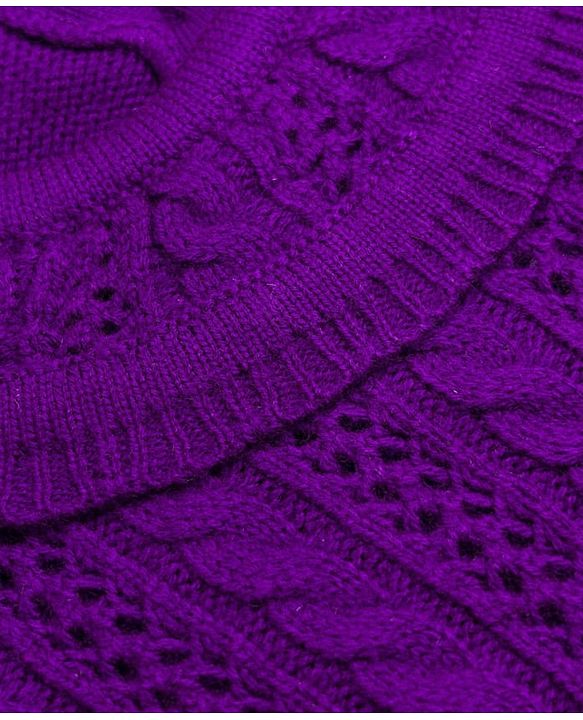 Babyhug Knit Full Sleeves Pullover Sweater With Cable Knit Design - Purple