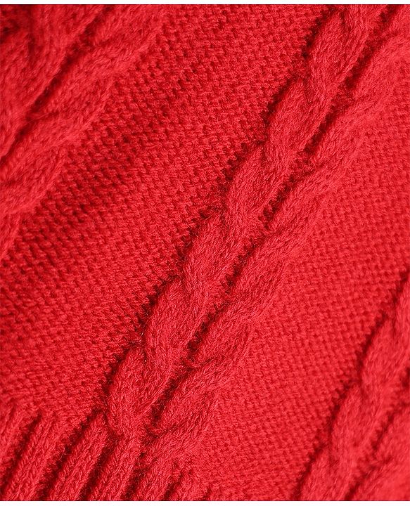 Babyhug Knit Full Sleeves Woolen Dress with Floral Design - Coral