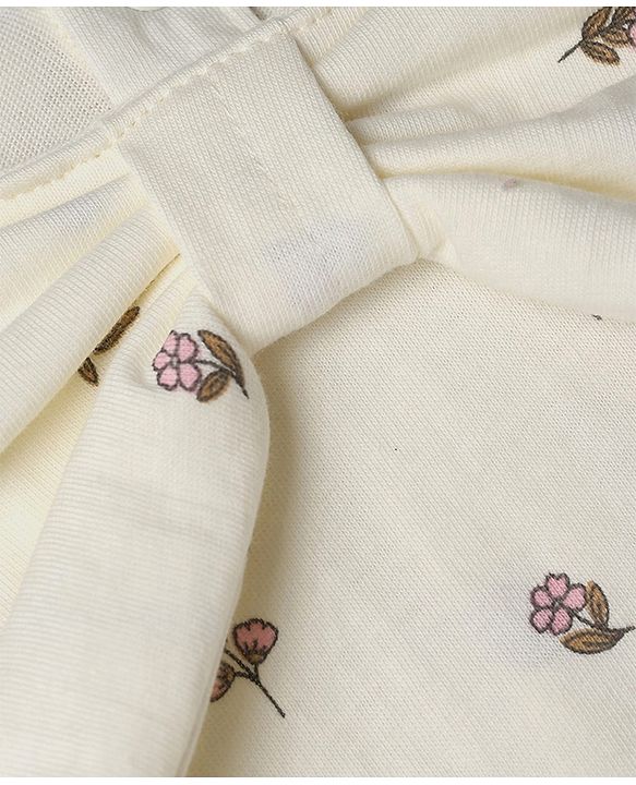 Babyhug 100% Cotton Single Jersey Knit Full Sleeves Floral Printed Top & Leggings - Cream