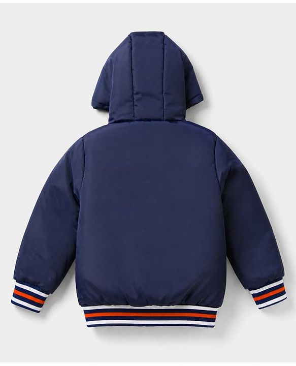 Pine Kids Woven Padded Quilted Winter Jacket with Full Sleeves in Navy Blue