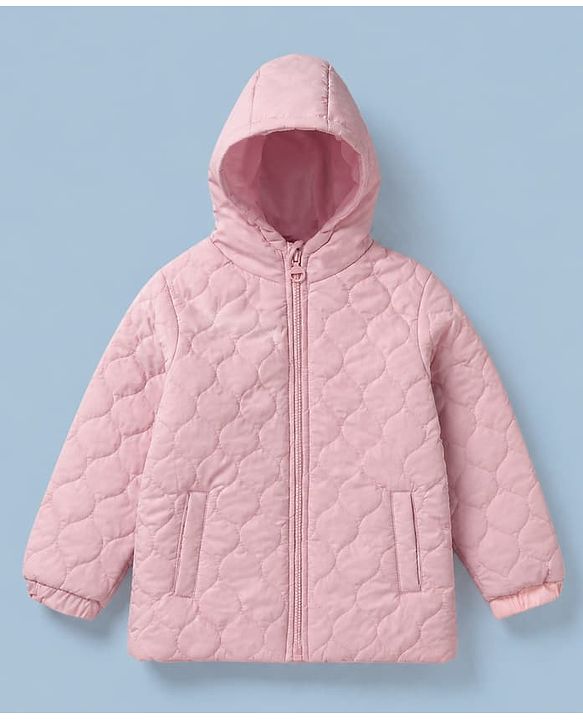 Pine Kids Woven Padded Quilted Winter Jacket with Full Sleeves in Pink