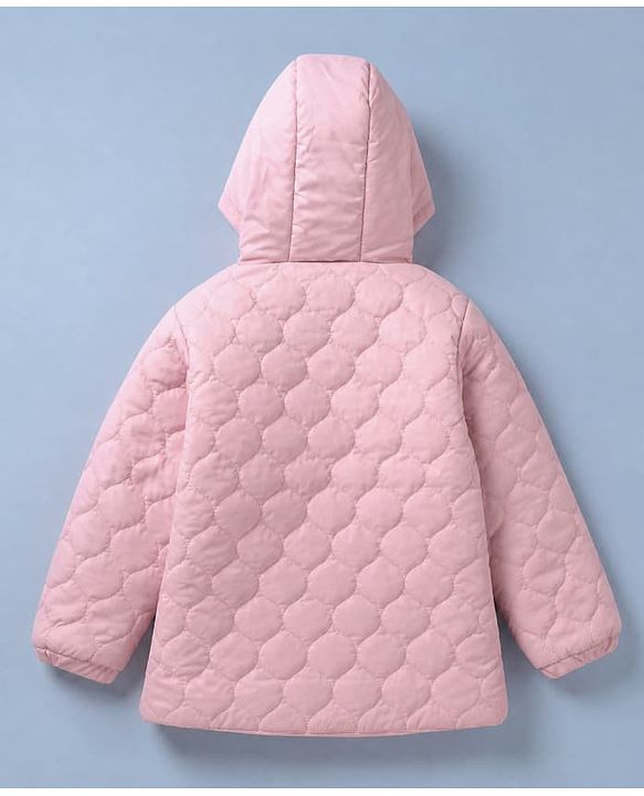 Pine Kids Woven Padded Quilted Winter Jacket with Full Sleeves in Pink