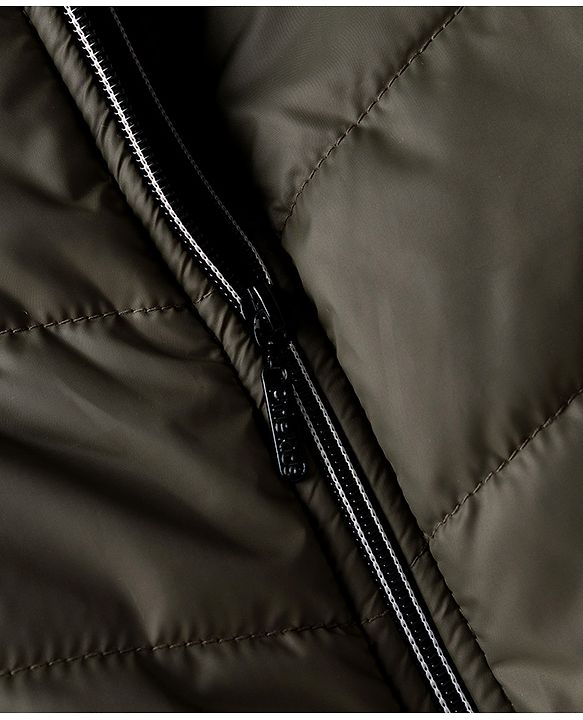 Pine Kids Woven Hooded Padded/Quilted/ Winter Jacket with Full Sleeves - Olive Green