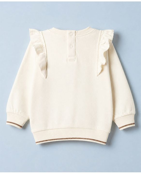 Babyhug 100% Cotton Single Jersey Knit Full Sleeves Cherry Embroidered Top & Pants Set - White & Maroon