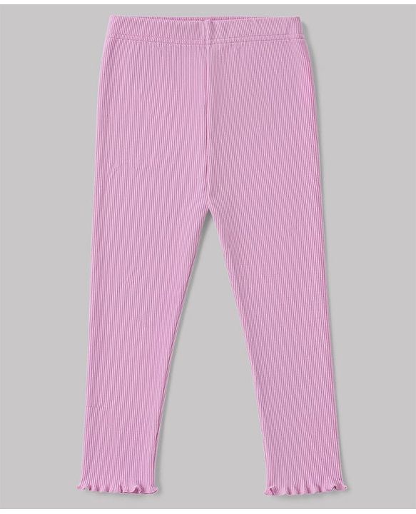 Babyhug 100% Cotton Single Jersey Knit Full Sleeves Heart Printed Top and Leggings - White & Lilac