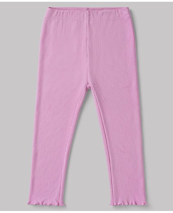Babyhug 100% Cotton Single Jersey Knit Full Sleeves Heart Printed Top and Leggings - White & Lilac