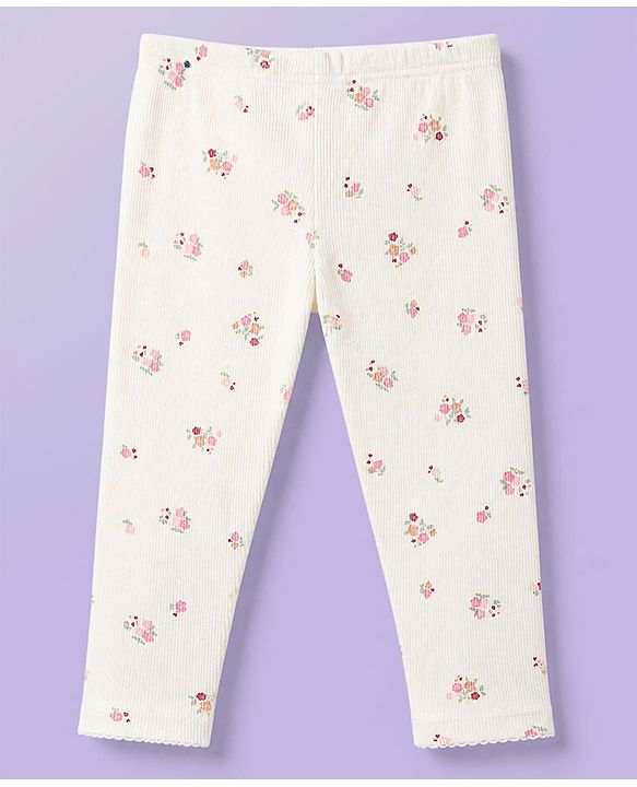 Babyhug Single Jersey Knit Full Sleeves Top & Floral Printed Leggings Set - Pink