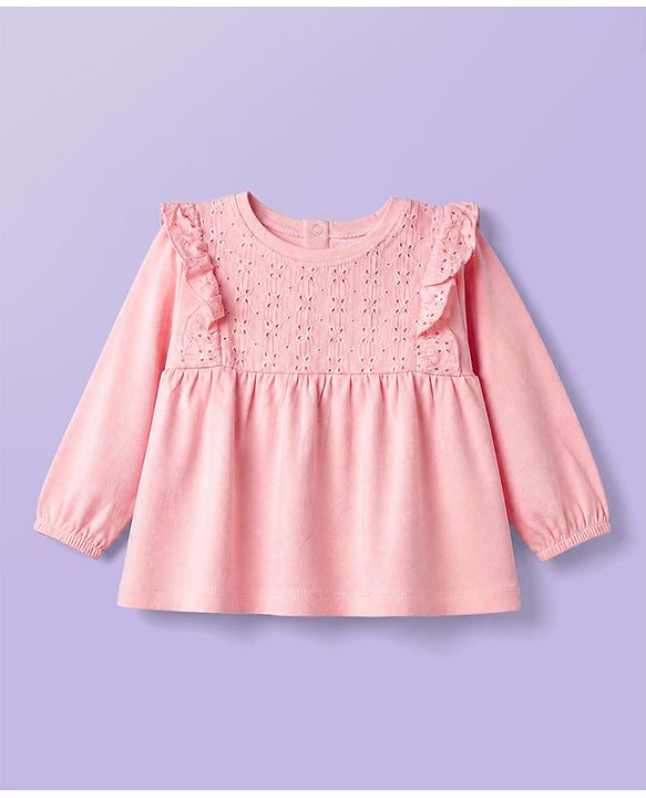Babyhug Single Jersey Knit Full Sleeves Top & Floral Printed Leggings Set - Pink