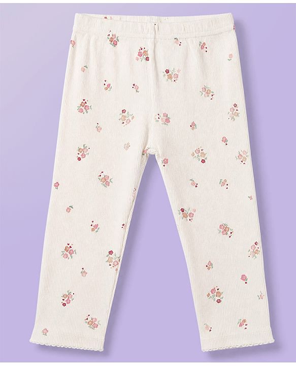 Babyhug Single Jersey Knit Full Sleeves Top & Floral Printed Leggings Set - Pink