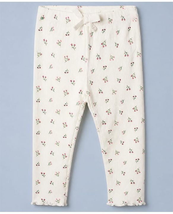 Babyhug 100% Cotton Single Jersey Knit Full Sleeves Top and Leggings Set With Floral Embroidery - Light Green