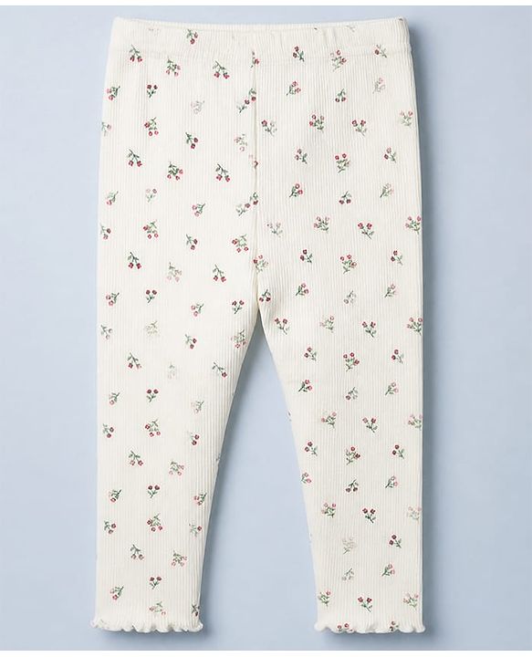 Babyhug 100% Cotton Single Jersey Knit Full Sleeves Top and Leggings Set With Floral Embroidery - Light Green