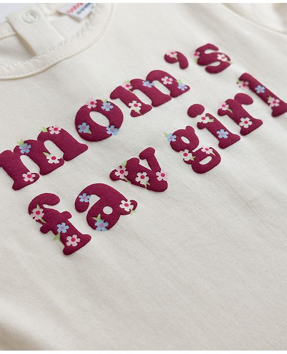 Babyhug 100% Cotton Knit Full Sleeves Top and Leggings Set with Text & Floral Print - White