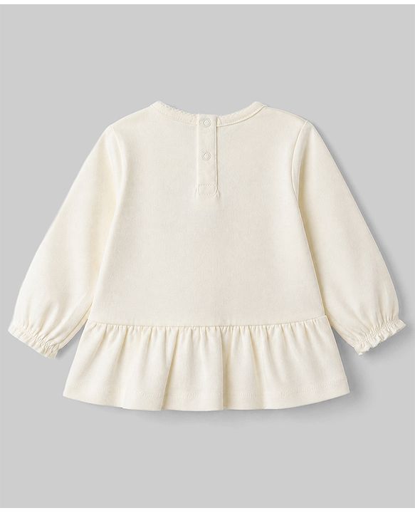 Babyhug 100% Cotton Knit Full Sleeves Top and Leggings Set with Text & Floral Print - White