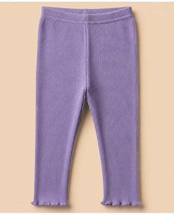 Babyhug 100% Cotton Single Jersey Knit Full Sleeves Top and Leggings with Frill Details and Floral Print - White & Lavender